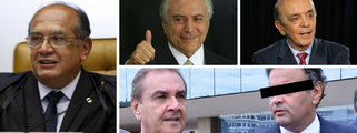 Ministro do Supremo Tribunal Federal recebeu em sua casa políticos que são alvo de pedidos de inquérito do procurador-geral Rodrigo Janot, além de Michel Temer, acusado de organizar um encontro no Jaburu para pedir R$ 10 milhões do caixa dois da Odebrecht; lista dos convidados do convescote de Gilmar inclui José Serra, suspeito de receber R$ 23 milhões na Suíça, e Aécio Neves, o político tarja preta delatado por esquemas em Furnas, no Banco Rural e nas obras da Cidade Administrativa de Minas Gerais; também participaram do encontro nomes como Rodrigo Maia, Eunício Oliveira e Agripino Maia, todos também investigados por propinas e caixa dois; em Brasília, ninguém se preocupa mais com as aparências