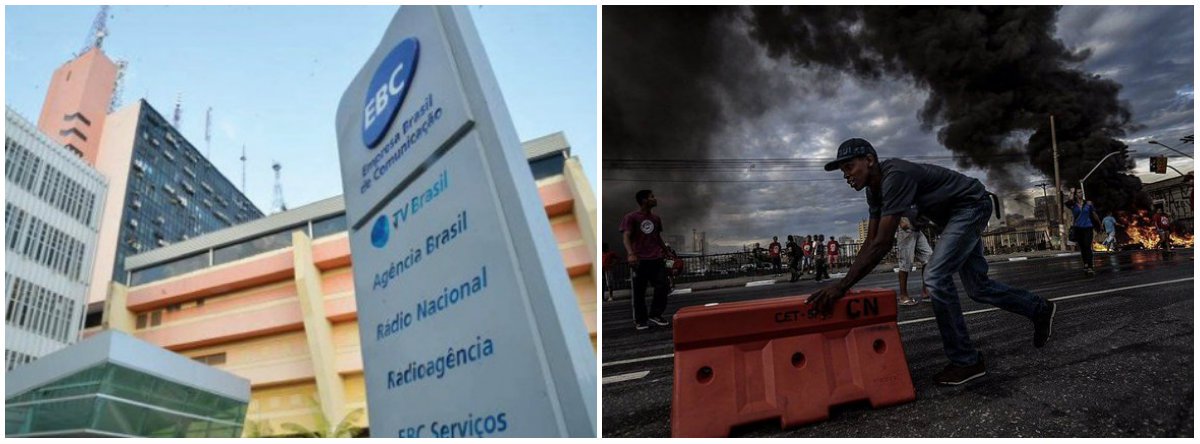 "O governo golpista de Michel Temer (PMDB) está mesmo a cada dia mostrando a sua cara. Como se não bastasse ter acabado com o Conselho Curador, onde se encontravam representantes da sociedade civil e reforçava a mídia pública, na Empresa Brasil de Comunicação (EBC) hoje predomina a censura. Foi demitido o coordenador geral de jornalismo da Agência Brasil, o jornalista André Muniz. Motivo: a Agência cobriu um ato do Movimento dos Trabalhadores Sem-Teto (MTST)", diz o jornalista Mário Augusto Jakobskind, do Brasil de Fato; "É dessa forma que age o espaço estatal representado pela EBC, presidida por um tal de Laerte Rimoli, um protegido e indicado pelo deputado cassado Eduardo Cunha"