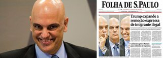 "O tríptico de expressões de Alexandre de Moraes durante a "sabatina" de ontem na CCJ, que ocupa metade da primeira página da "Folha" de hoje fala por si só. Dispensa legenda", diz o colunista do 247, Alex Solnik; "É um estranho no ninho. Não precisa nem abrir a boca para chegarmos a essa conclusão. Não tem cara de ministro do STF, não tem pinta de ministro do STF, mas será ministro do STF. Se Antônio Carlos Magalhães estivesse vivo diria: - Ora, essa! Estão estranhando o que? Um mordomo de filme de terror só poderia escolher um Frankenstein! Um Frankenstein domesticado, disposto a fazer tudo o que seu mestre mandar, principalmente assustar os inimigos"