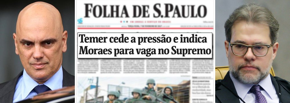 O cientista político Luis Felipe Miguel destaca que reportagem da Folha de S.Paulo sobre a indicação de Alexandre de Moraes "joga repetidas vezes a carta Dias Toffoli"; "Já que é impossível esconder que a nomeação de Alexandre de Moraes é um escárnio, o negócio é dizer que 'é normal' porque Lula fez o mesmo. Só que não é o mesmo", diz Miguel; comparando Moraes e Toffoli, os dois "uma péssima escolha", diz, ele lembra, porém, que "de Toffoli não se podia dizer que tivesse demonstrado repetidamente desapreço pelos direitos humanos e pelas liberdades civis. Que fosse um entusiasta da truculência policial. Que sugerisse que a tortura pode ser um mal necessário"; para ele, Moraes "é pior que uma péssima escolha. É uma escolha criminosa"