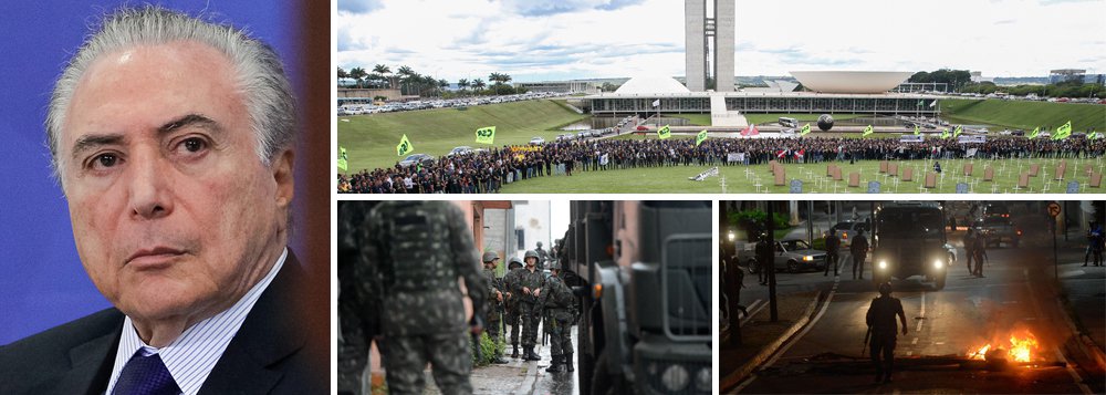 "Um resumo das ultimas 24 horas do governo Temer mostra o resultado esperado de um governo que fez um pacto com o diabo para derrotar a democracia e não tem como pagar a conta", afirma Paulo Moreira Leite; "Enquanto um juiz de primeira instância barrava a nomeação de Moreira Franco para o ministério e a Polícia Federal acusava o aliado Rodrigo Maia de receber propina de R$ 1 milhão, também ocorreram movimentos graves nos degraus inferiores do Estado", diz ele, citando a violência no Espírito Santo e a invasão do Congresso pela polícia em Brasília; para PML, a situação do país confirma a visão de que "governos sem voto popular estão condenados a conviver com um inferno social que habita os subterrâneos de um país desigual, atrasado, de longa reincidência autoritária"