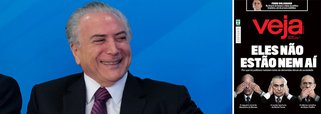 Um dos meios de comunicação que apoiaram o golpe contra a democracia brasileira, processo responsável por instalar Michel Temer no poder e arruinar a economia, a revista Veja começa a desembarcar; neste fim de semana, em sua capa, a publicação dos Civita compara Temer, Alexandre de Moraes e Eliseu Padilha aos três macaquinhos cego, surdo e mudo diante da corrupção e dos anseios éticos da população brasileira; como diz Veja, "eles não estão nem ái" nem para as aparências; o desembarque de Veja tem também outro motivo: como Temer é reprovado por 66,6% dos brasileiros, ele tem derrubado todos que se associaram a seu fiasco, como é o caso dos candidatos do PSDB à presidência da República; portanto, para se salvar e ter chances em 2018, a direita brasileira terá antes de abandonar Temer