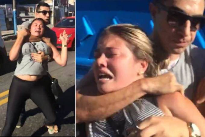 Uma mulher que participava de um protesto de familiares de policiais em frente ao 7º Batalhão da Polícia Militar (BPM) de São Gonçalo, no Rio de Janeiro, tomou uma gravata de um oficial militar e foi arrastada com violência para dentro da viatura; a cena foi filmada; ao todo, ele levou três mulheres para a delegacia; ao redor, outras mulheres da manifestação gritavam para que ele a soltasse e o chamavam de "covarde"; assista