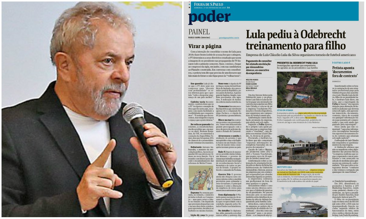 Enquanto Michel Temer e vários de seus ministros foram delatados por pedir e receber milhões da Odebrecht, Folha ataca Lula neste domingo 19 por um treinamento oferecido pela empreiteira a um de seus filhos; Instituto Lula diz não comentar "supostas informações incompletas baseadas em supostos documentos fora de contexto que estariam sob sigilo judicial"