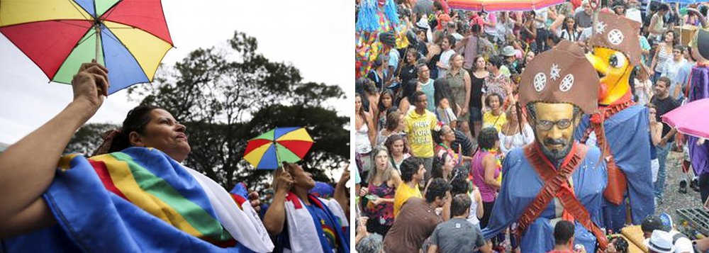 O frevo e o samba se uniram no Galinho de Brasília, bloco tradicional que há 25 anos movimenta o carnaval da cidade; embora o frevo seja o ritmo que embala o bloco, inspirado no Galo da Madrugada de Recife, a festa teve a participação da bateria da escola de samba Associação Recreativa Unidos do Cruzeiro (Aruc); Pandeiro, tamborim, passistas e porta-bandeira aqueceram o público que depois dançou ao som do frevo; não faltaram fantasias com perucas coloridas, tiaras com orelhinhas de coelho e gato, mulheres com bigode, homens vestidos de mulher, confete e serpentina
