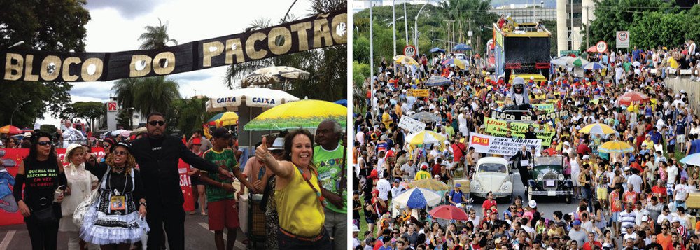 Resultado de um conjunto de novas políticas para o carnaval de Brasília, um decreto traz as diretrizes sobre a festa; uma das medidas é a organização do uso dos espaços da cidade pelos blocos de forma democrática; estão proibidas cobrança de ingressos, abadás ou a colocação de cordas para isolamento nas áreas públicas; de acordo com a Secretaria Adjunta de Turismo, da pasta do Esporte, Turismo e Lazer, a expectativa é que as atividades durante a folia rendam R$ 500 milhões, e 2 milhões de pessoas comparecem às festividades