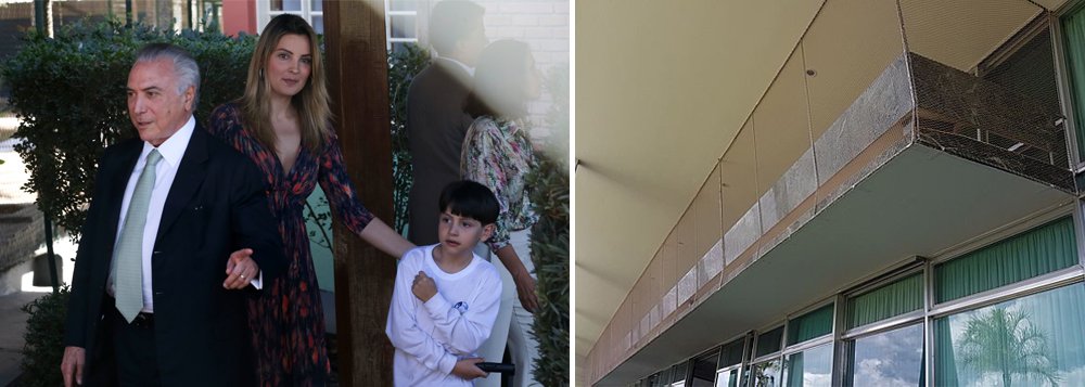 Só durou 11 dias a estadia de Michel Temer e família no Palácio do Alvorada, residência da presidência da República; depois de realizar uma reforma que desfigurou o prédio, tombado pelo Iphan, para atender a necessidades de segurança do filho Michelzinho, Temer achou o Alvorada "grande e longe demais"; funcionários da Presidência aproveitaram o feriado de Carnaval, quando Temer viajou com a mulher, Marcela, e o filho, Michelzinho, para a Bahia, e fizeram parte da mudança de volta ao Jaburu