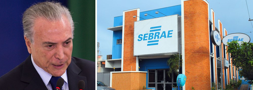 No afã de aumentar a arrecadação federal, o governo de Michel Temer partirá co tudo para cima do Sebrae; governo já tem pronto o texto de uma Medida Provisória que determina a apropriação de 5% da receita da instituição referência em apoio a pequenos negócios; proposta não tem o apoio do presidente do Sebrae, Guilherme Afif Domingos, que articula dentro do governo uma maneira de barrar a investida; no entanto, o diretor de Administração e Finanças da entidade, Vinicius Lages, ex-ministro do Turismo e aliado o PMDB, faz videoconferência nesta manhã com todas as direções estaduais para explicar as mudanças