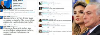 "Assim como aconteceu com o célebre 'acidente' com que classificou o massacre nos presídios, no início do ano, Michel Temer saiu hoje tentando 'consertar' as asneiras ditas ontem no ato do Dia Internacional da Mulher, onde as louvou por fiscalizarem preços no supermercado e cuidarem 'direitinho' dos filhos. O resultado foi uma infinidade de 'foras' partidos dos internautas, piorando a grosseira estupidez de ontem", afirma o jornalista Fernando Brito, do Tijolaço