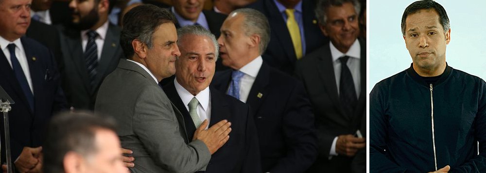 Em 2014, o senador Aécio Neves (PSDB-MG) disse ter perdido as eleições presidenciais para uma organização criminosa; hoje, 72 horas depois que Michel Temer foi denunciado como chefe da organização criminosa que governa o Brasil, Aécio se mantém calado; sua última manifestação no Facebook aconteceu no dia 6 de setembro, sobre a reforma política; num vídeo demolidor, Leonardo Stoppa explica o silêncio de Aécio e deixa claro que a luta do parlamentar mineiro, que liderou o golpe de 2016, sempre foi pela poder – e nunca contra a corrupção; aliás, ele tem um pedido de prisão ainda não julgado pelo Supremo Tribunal Federal
