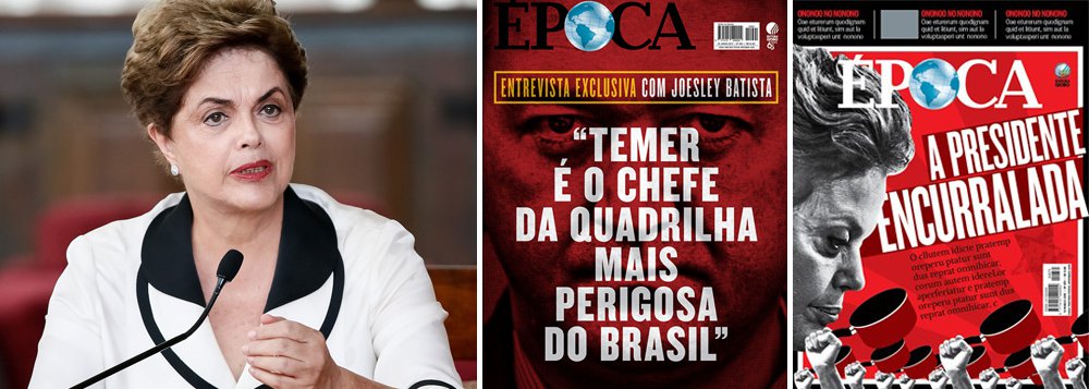 A entrevista bombástica de empresário Joesley Batista à revista Época, do grupo Globo, fez o Brasil inteiro saber que o golpe parlamentar de 2016 instalou no poder o "chefe da maior e mais perigosa organização criminosa do País"; ou seja: o Brasil trocou uma presidente honesta, sobre quem não paira uma única acusação de corrupção, pelo governo mais corrupto e mais vergonhoso da história do País; desnecessário dizer como o papel da Globo, que convocou protestos e panelaços, além de ter mobilizado todos os seus colunistas, foi decisivo nesse processo; com o Brasil arruinado econômica e moralmente, a Globo tem, agora, a oportunidade de se redimir pelos seus erros e pedir desculpas a Dilma
