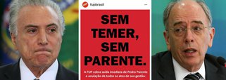 A Federação Única dos Petroleiros lançou a campanha "Sem Temer, sem Parente"; o objetivo é anular todos os atos de Pedro Parente na presidência da Petrobras, agora que o Brasil e o mundo sabem que o golpe de 2016 instalou criminosos no poder
