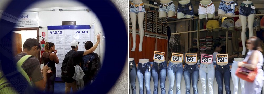 Reportagem da agência Reuters mostra que o alto nível do desemprego no Brasil vai conter as pressões inflacionárias até 2019, mesmo com as expectativas de recuperação econômica, e contribuirá para que a alta dos preços permaneça em torno do centro da meta oficial neste período; "Mesmo que exista retomada, a economia ainda opera muito abaixo da capacidade, o que significa que há muita máquina ociosa e mão de obra desempregada", avaliou o economista-chefe da Votorantim Corretora, Roberto Padovani; "Não vemos movimento forte o suficiente para o ciclo econômico gerar pressão inflacionária"; Brasil terminou 2016 com mais de 12 milhões de pessoas sem trabalho e taxa de desemprego de 12%