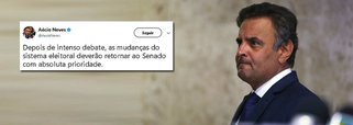 Ao comentar as mudanças eleitorais para a disputa de 2018, o senador Aécio Neves recebeu uma saraivada de críticas em seu perfil no Twitter; "Com as mudanças, a vontade dos eleitores prevalecerá, pondo fim a legendas de aluguel e à eleição de parlamentares sem voto", escreveu o tucano; em resposta, ouviu: "A vontade dos eleitores era vc está preso. Corrupto de marca maior como vc tem a cara de pau de falar em vontade de eleitores", escreveu um dos usuários.