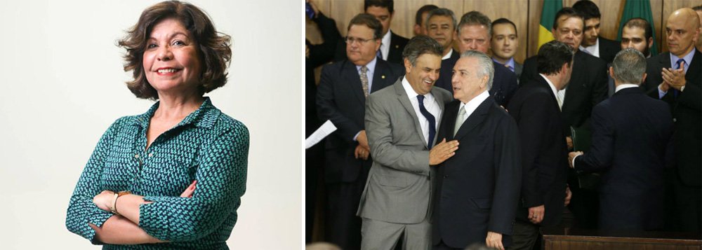 Jornalista Dora Kramer, colunista da Veja, diz que, em síntese, os tucanos pedem ao TSE que esqueça o que escreveram na peça acusatória em que Dilma e Temer são tratados como beneficiários de vantagens indevidas; o suficiente para provocar a nulidade do processo; “Assim, na maior cara lisa, os tucanos golpearam as próprias verdades, perdendo autoridade para denunciar as mentiras do alheio, tentando salvar seu projeto e, assim, vocalizando Geraldo Vandré na metáfora sobre viradas políticas: ‘É a volta do cipó de aroeira no lombo de quem mandou dar’”