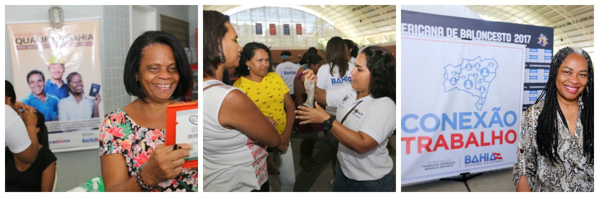 O Governo do Estado lançou, neste sábado (28), o projeto Conexão Trabalho, uma caravana temática, itinerante, com serviços gratuitos para a população. Também houve uma Feira de Economia Solidária e oficinas temáticas sobre Empregabilidade, Microfinanças e Empreendedorismo. Novas edições serão realizadas ainda este ano. A próxima será no município de Alagoinhas, no dia 13 de novembro. O projeto continua em 2018, com uma edição a cada mês