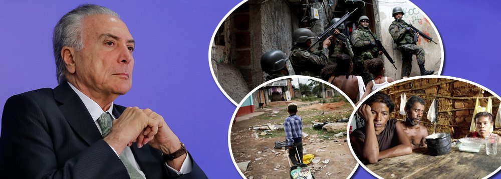 "O governo ilegítimo Temer não tem a menor condição de atacar a violência que está matando, diariamente, por hora, 10 brasileiros, especialmente, pobres e negros, acumulando, entre 2001 e 2015, perto de 800 mil mortos", avalia o deputado Reginaldo Lopes (PT-MG); segundo ele, um dos fatores é a Emenda Constitucional 55, que impôs um teto de gastos públicos à União; "Se ficam congelados, restritos a um teto que não leva em consideração as demandas da sociedade, o mercado interno permanece sem renda para garantir produção via consumo. Ficam descongelados, apenas, os gastos financeiros, maior conta do orçamento da União, que não giram a economia; aumentam, apenas, lucro do mercado financeiro especulativo", denuncia