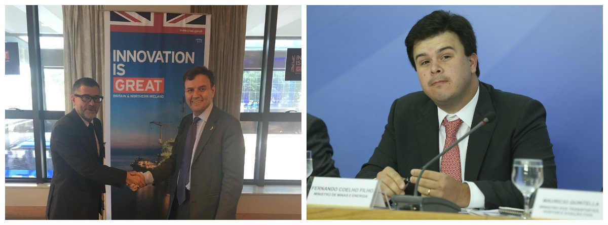 Secretário-executivo de Minas e Energia, Paulo Pedrosa, ministro do Comércio da Inglaterra, Greg Hands, e ministro de Minas e Energia do Brasil, Fernando Coelho Filho 2
