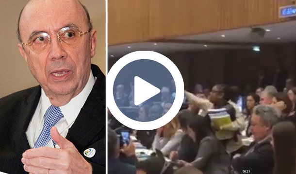 Ministro da Fazenda, Henrique Meirelles, foi chamado de golpista nesta sexta-feira (9), ao participar do Fórum Internacional Econômico para América Latina e Caribe; minutos antes de Meirelles começar a discursar, uma mulher levantou-se da plateia e chamou-o de "golpista", "mentiroso" e "corrupto"; ministro participava do painel "América Latina e Caribe diante dos novos desafios da Globalização", juntamente com o ministro da Produção da Argentina, Francisco Cabrera, quando aconteceu o protesto; assista à cena 