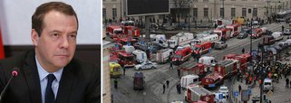 O primeiro-ministro russo, Dmitri Medvedev, classificou a explosão no metrô de São Petersburgo, que matou mais de dez pessoas, como um "ato terrorista" e prometeu assistência aos feridos; as autoridades da cidade decretaram três dias de luto a partir de terça-feira (4); presidente Vladimir Putin, que estava na cidade, afirmou que ainda é "muito cedo" para determinar o que causou o incidente, mas a ação poderia ser "criminosa ou terrorista"