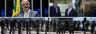 Líder da Oposição no Senado, Humberto Costa (PT-PE), considerou desastrosa a ação de Garantia da Lei e da Ordem (GLO) decretada por Michel Temer em Brasília e revogada menos de 12 horas depois; "Foi um erro colossal, que denunciamos desde a primeira hora, estabelecer um estado de exceção em Brasília por conta de uma manifestação contra o governo. Temer se mostrou um tresloucado e seu ministro da Defesa, Raul Jungmann (PPS-PE), um completo irresponsável", disparou; "Temer, mal assessorado por Jungmann, foi protagonista de mais um episódio patético. Seu governo é uma espécie de elenco de Os Trapalhões. Jungmann nunca teve atributo nem para chefe de Guarda Municipal, imagine para ministro da Defesa", ironizou