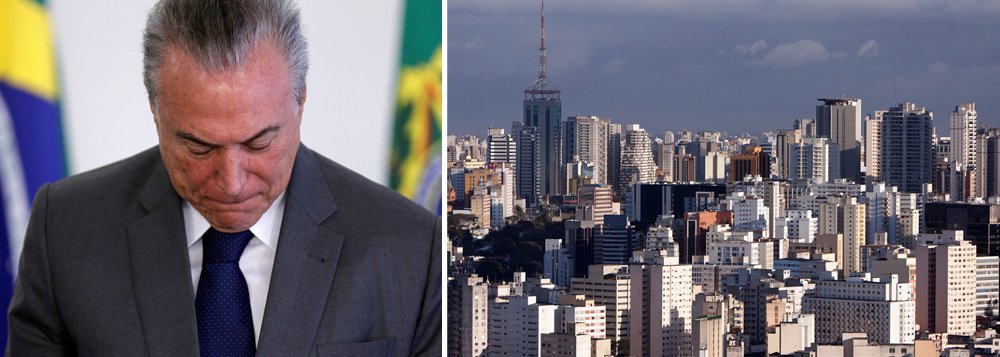 O Índice FipeZap, divulgado nesta sexta-feira, 2, mostra que a depressão econômica provocada pelo governo de Michel Temer segue derrubando o preço dos imóveis no País; indicador registrou queda de 0,16% no preço anunciado do metro quadrado para venda dos imóveis residenciais em 20 cidades brasileiras; foi o maior recuo mensal desde o início da série história do indicador, há cinco anos, em junho de 2012