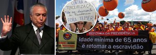 "Sem votos para aprovar a reforma previdenciária na semana que vem, Temer recrudesceu na demagogia", escreve Tereza Cruvinel; segundo ela, o argumento usado por Temer de quem vota contra a reforma da Previdência está dizendo "eu voto a favor dos que, no Brasil, são privilegiados, ou utilizam-se de certas demasias do nosso sistema", é uma "apelação barata" que "não convencerá seus aliados, que são venais, mas não são burros"; "Temer mente tão completamente que fingiu-se indignado com acusações de que protege os ruralistas. Daqui para segunda-feira, ele pode convencer deputados é no balcão de compra, não com lorotas sobre privilégios" diz Tereza