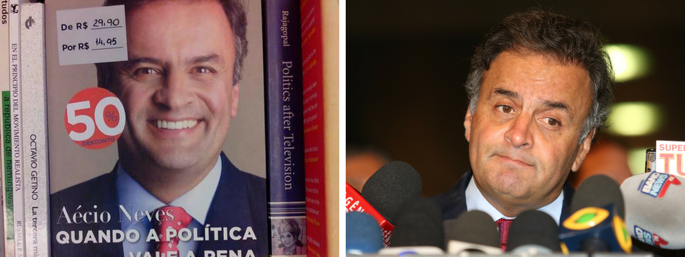 Não é só a carreira política do senador afastado Aécio Neves (PSDB-MG) que anda em baixa; suas atividades como escritor, também foram afetadas pelos recentes escândalos de corrupção em que ele se envolveu; o livro do tucano, que apareceu marcando traço na última pesquisa de intenção de votos para a Presidência, está com 50% de desconto nas livrarias