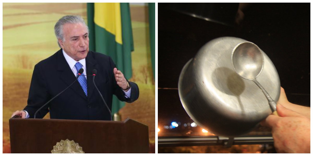 O pronunciamento de Michel Temer foi acompanhado por panelaços em várias cidades do Brasil, entre elas São Paulo, Rio de Janeiro, Porto Alegre, Brasília, Aracaju e Salvador; pelo Facebook, internautas também acompanharam postando o emoji irritado; uma internauta escreveu: "Cadê o panelaço no pronunciamento do embuste do Temer? Ah é, o problema do Brasil é só Lula e Dilma, o resto não precisa fazer panelaço?"