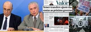O ajuste fiscal prometido por Michel Temer e Henrique Meirelles, que foi o pretexto usado para a derrubada da presidente Dilma Rousseff, ficará para o próximo governo, aponta o jornal Valor Econômico, controlado pela Globo, que apoiou o atentado contra a democracia brasileira; "O peso do ajuste foi empurrado para o próximo governo, a ser eleito em outubro de 2018. O futuro presidente é que terá de transformar um déficit primário de R$ 159 bilhões, que herdará do governo Temer, em superávit primário ao longo de seus quatro anos", diz a reportagem principal do jornal; detalhe: enquanto governou, Dilma produziu superávits fiscais de R$ 292,5 bilhões
