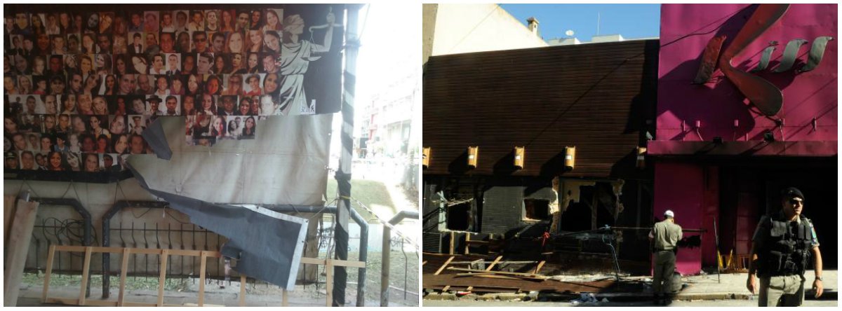 O adereço fica localizado na tenda dos familiares de vítimas, na Praça Saldanha Marinho, no centro de Santa Maria; o vice-presidente da Associação de Familiares de Vítimas e Sobreviventes da Tragédia de Santa Maria (AVTSM), Flávio Silva, informa que o incidente não irá desmobilizar os familiares e que um novo banner será confeccionado; a tragédia aconteceu no dia 27 de janeiro de 2013, deixando 242 mortos e mais de 600 feridos