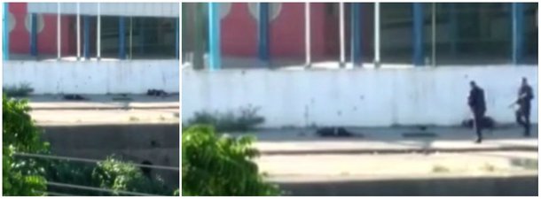 Os dois policiais militares que aparecem em um vídeo atirando contra dois homens deitados em frente à Escola Municipal Daniel Piza, na zona norte do Rio, foram presos e autuados por homicídio qualificado, confirmou a Polícia Civil, que não informou a hora da prisão; os dois homens mortos estariam feridos no momento em que receberam os últimos tiros, segundo testemunhas; a PM afirma que militares foram acionados e entraram em confronto com homens que estavam praticando crimes na Rua Prefeito Sá Lessa, na Fazenda Botafogo, próximo ao Rio Acari