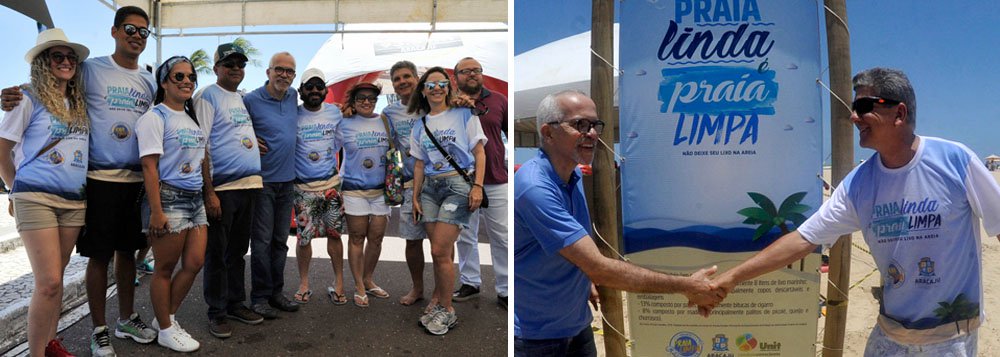 Para estimular a conscientização ambiental dos aracajuanos, o prefeito Edvaldo Nogueira participou, na manhã deste domingo, 29, do lançamento do programa "Praia linda é praia limpa", na Orla da Atalaia; projeto envolve uma série de ações como foco na educação, cujo objetivo é chamar a atenção do cidadão para a elevada quantidade de lixo que é recolhida nas praias; semanalmente, a Empresa Municipal de Serviços Urbanos recolhe nove toneladas de lixo de resíduos na região
