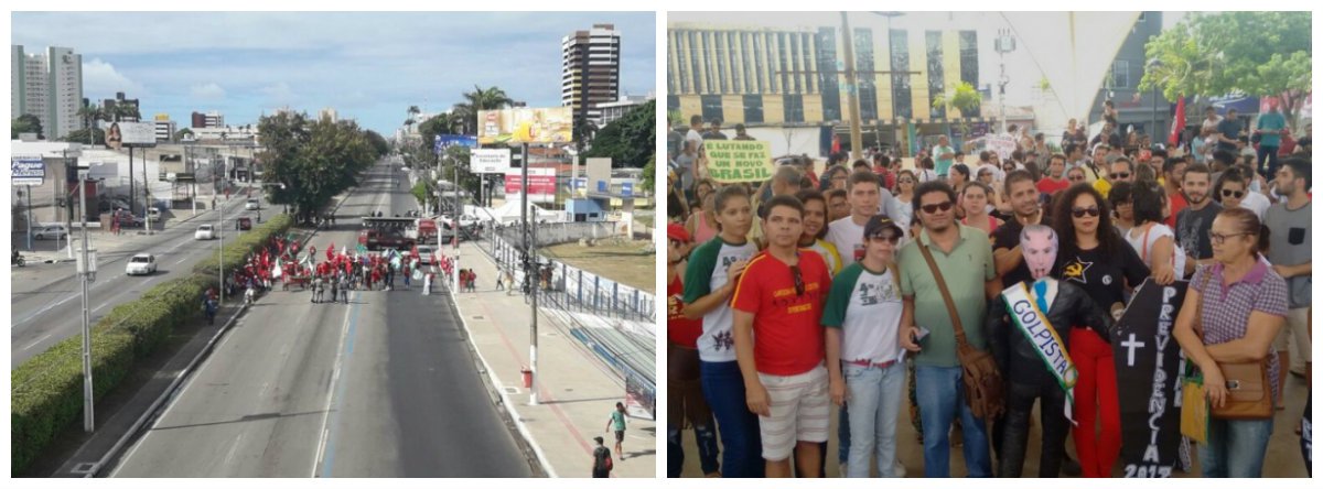 O Sindicato dos Trabalhadores da Educação de Alagoas (Sinteal) fechou as três vias da Avenida Fernandes Lima, no sentido Farol-Centro, como forma de lutar contra as Reformas da Previdência e Trabalhista propostas pelo Governo Temer; adesão à Greve Geral também foi registrada em Arapiraca - segunda maior cidade de Alagoas; representantes de diversas entidades e integrantes da sociedade civil se reuniram para uma concentração e caminhada pelas ruas do Centro