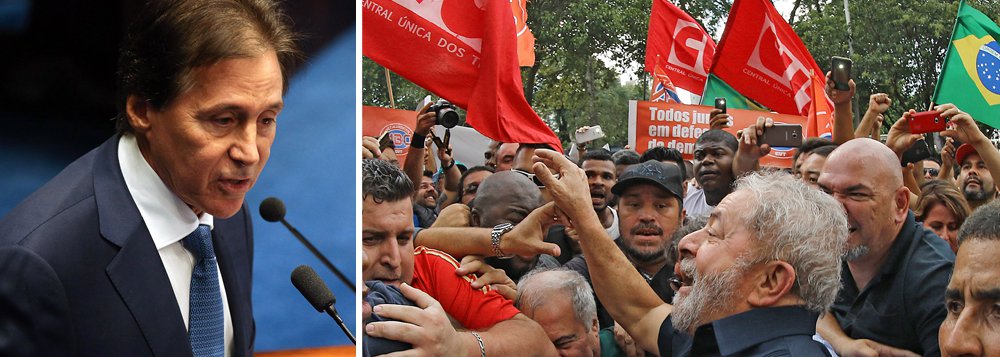 Embota tenha apoiado o golpe parlamentar de 2016, o presidente do Senado, Eunício Oliveira (PMDB-CE), disse que caso o PMDB não lance candidato próprio à Presidência da República em 2018 apoiará uma eventual candidatura do ex-presidente Lula; "Se não houver um entendimento nacional, se não houver uma aliança local que me obrigue diferente, eu sou eleitor do Lula", afirmou Eunício