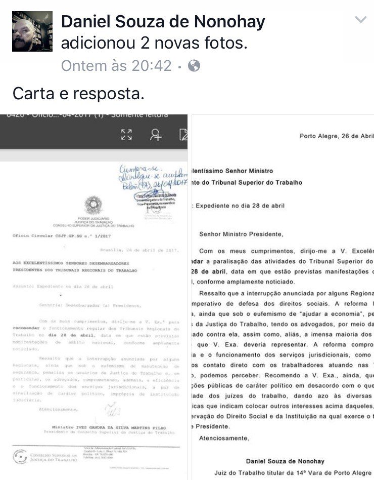 O juiz Daniel Souza de Nonohay deu um puxão de orelhas no presidente Ives Gandra da Silva Martins Filho, e devolveu a recomendação com outra: ”Recomendo à Vossa Excelência que não dê sinalizações públicas de caráter político em desacordo com o que pensa a coletividade”