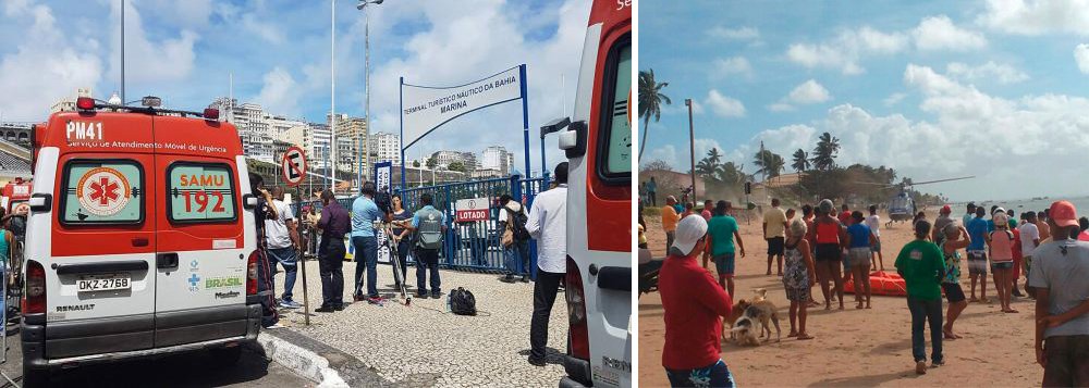 A Marinha revisou para 18 o número de mortos em naufrágio ocorrido nesta quinta-feira 24 em Salvador; a Capitania trabalhava com a hipótese de 23 vítimas no acidente acontecido na região de Vera Cruz; até o momento, mais de 80 pessoas já foram resgatadas - a embarcação, com capacidade para 160 passageiros, levava 129 pessoas e mais 4 tripulante