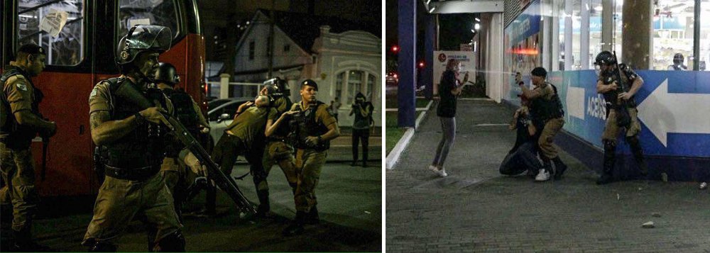 A repressão ocorreu quando os manifestantes marchavam nas ruas centrais de Curitiba; a tropa de choque utilizou viaturas, bombas, balas de borracha, sprays e cassetetes contra os revoltosos; o prefeito Rafael Greca (PMN) aumentou a tarifa do ônibus em 15%; era R$ 3,70 e passou a custar hoje R$ 4,25