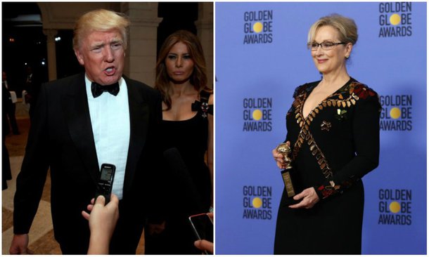 O presidente eleito dos Estados Unidos, Donald Trump, rebateu nesta segunda-feira a atriz Meryl Streep e a chamou de "superestimada", após a artista premiada ter condenado a imitação feita pelo republicano de um repórter com deficiência física; "Meryl Streep, uma das atrizes mais superestimadas em Hollywood, não me conhece, mas me atacou ontem à noite no Globo de Ouro", escreveu Trump no Twitter