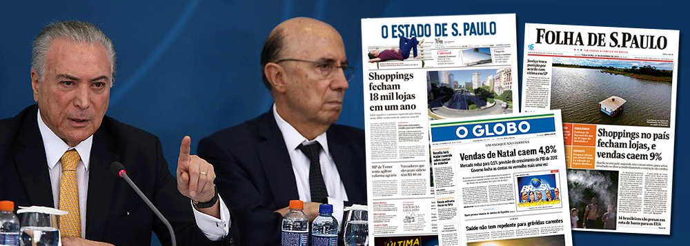 O Indicador de Incerteza da Economia da Fundação Getulio Vargas (FGV) aumentou pelo segundo mês seguido em dezembro, ao passar de 126,4, no mês anterior, para 136,4 pontos - o maior nível desde julho; em dezembro, o que mais contribuiu para a alta do índice foi o componente "mídia"; segundo o estudo, o resultado sinaliza um aumento expressivo no número de notícias com menção à incerteza em matérias sobre economia na imprensa brasileira; Fernando Brito, do Tijolaço, afirma que "a queda é devastadora e leva o índice para as cercanias do que tinha sido registrado no pré-impeachment"; "Curioso é que boa parte da queda nas expectativas vem do efeito da mídia que, como no período anterior à derrubada de Dilma, pesava mais no pessimismo que a situação objetiva dos negócios"