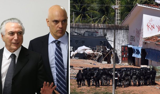 Alexandre de Moraes que ocupa o Ministério, vejam vocês, da Justiça, falou a verdade. Ele disse que o horror que acontece nos presídios brasileiros é preocupante, claro. Mas que a situação está sob controle. Aí ele não mentiu, coisa rara, os presídios estão sim sob controle do PCC e do Comando Vermelho, diante da inércia do Estado