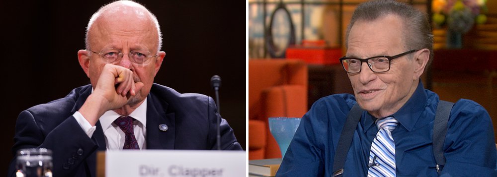 O diretor da Inteligência Nacional dos EUA, James Clapper declarou que "está muito preocupado" com a atividade do canal de televisão russo RT que, segundo disse ele, está sendo realizada contra os EUA; "Quanto ao RT, ele é apoiado e financiado em grande escala pelo governo russo. Ele também está promovendo ativamente um determinado ponto de vista, tratando o nosso sistema com desprezo"; um dos astros do canal RT é o lendário apresentador e entrevistador Larry King