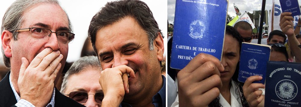 Sabotagem ao governo federal imposta pela dupla após a vitória de Dilma Rousseff em 2014 custou caro ao País: quase 3 milhões de demissões em 2015, que foram resultado da política do "quanto pior, melhor", colocada em marcha para viabilizar o impeachment; pela primeira vez desde 2004, houve queda no número de brasileiros ocupados, de acordo com a Pesquisa Nacional por Amostra de Domicílios (Pnad) 2015, divulgada pelo IBGE nesta sexta-feira 25; a redução de 3,9% representou menos 3,8 milhões de pessoas ocupadas; a renda real do trabalhador também caiu pela primeira vez em 11 anos