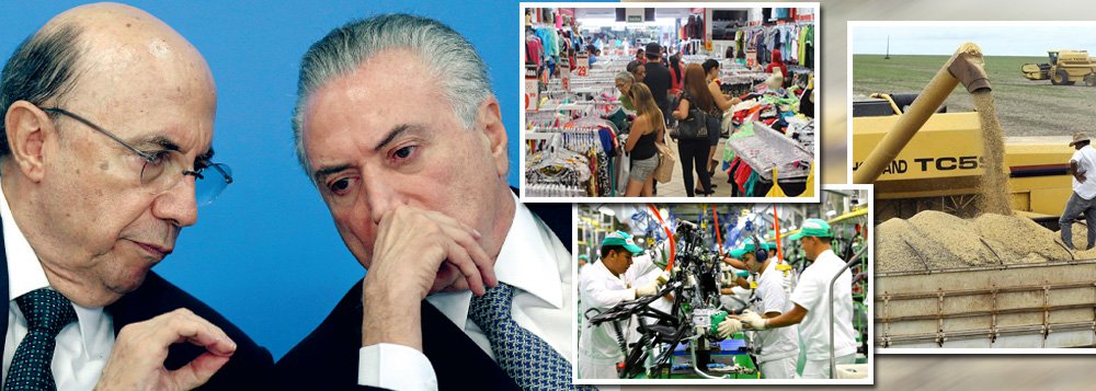 Dados do PIB do terceiro trimestre deste ano, divulgados nesta quarta-feira, confirmam que a dupla Michel Temer e Henrique Meirelles, que prometia resgatar a confiança, aprofundou a recessão; os dois também conseguiram a proeza de derrubar todos os setores da economia: agropecuária (-1,4%), indústria (-1,3%) e serviços (-0,6%); com isso, o PIB do trimestre caiu 0,8% em relação ao segundo trimestre do ano; na comparação com o terceiro trimestre do ano passado, a contração foi ainda maior, de 2,9%, a décima seguida, o que comprova o altíssimo custo do golpe para a sociedade brasileira