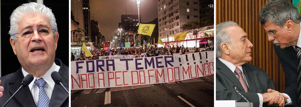 Senador Roberto Requião (PMDB-PR) bateu duro no Senado após diversos parlamentares terem sido citados na primeira delação da Odebrecht; "A pergunta que o Brasil não quer calar é: que moral tem a Presidência da República e o seu Ministério para propor qualquer medida de austeridade, qualquer sacrifício para o povo? Igualmente, que moral tem o Congresso para aprovar uma emenda constitucional que preserva intactos os ganhos do capital financeiro enquanto reduz à esqualidez as conquistas e direitos populares?", questionou; segundo Requião, o Senado "deve tão simplesmente abster-se de votar medidas antipopulares, antidemocráticas e antinacionais. É o que proponho: o cancelamento das votações da PEC 55, da securitização da dívida pública e da reforma da Previdência"; vídeo