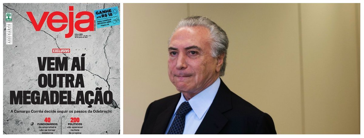 Michel Temer, que aparece na delação da Odebrecht por ter pedido R$ 10 milhões à empreiteira em pleno Palácio do Jaburu, também será o principal nome da delação premiada da Camargo Corrêa, que também decidiu costurar um grande acordo com o Ministério Público Federal; segunda maior empreiteira do País, a Camargo decidiu desenterrar a Operação Castelo de Areia, em que Temer foi citado 21 vezes e apontado como destinatário de US$ 345 mil; Mendonça Filho, ministro da Educação, também deve ser delatado, numa lista com 200 políticos