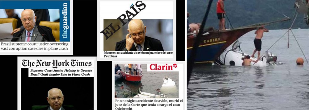 A morte do ministro Teori Zavascki, relator da Lava Jato no Supremo Tribunal Federal (STF), teve forte repercussão na imprensa internacional; da Austrália à Argentina, passando pela Europa, os jornais destacam o papel fundamental de Zavascki nas investigações de corrupção na Petrobras e observam o substituto que será indicado pelo presidente Michel Temer; para o jornal britânico Financial Times, ação de Temer pode dar uma "guinada de 180 graus" nas investigações