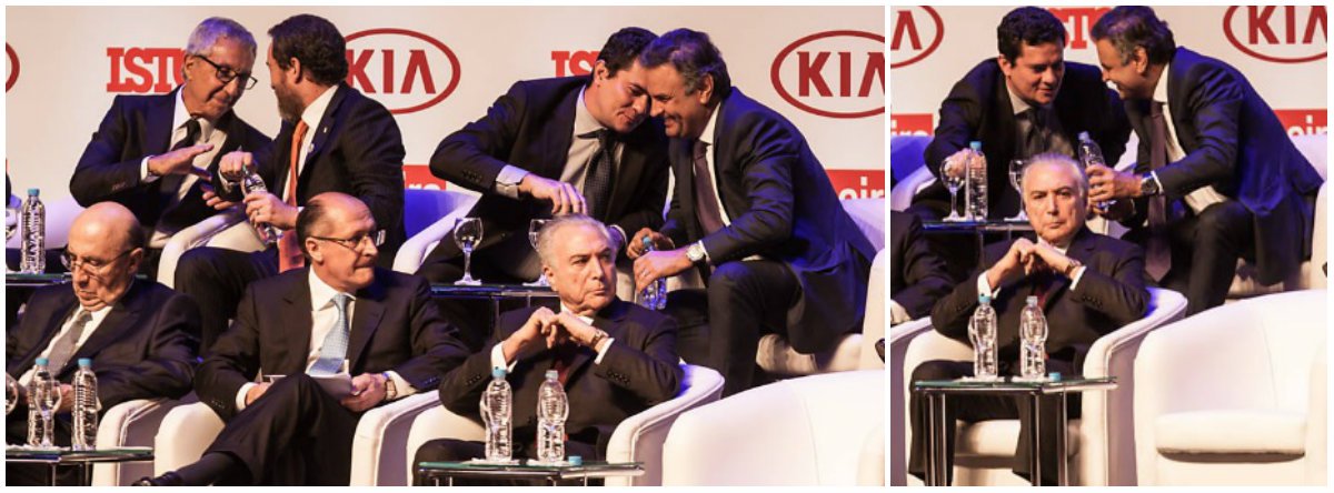 Editor do Tijolaço comenta as declarações de Sergio Moro na Alemanha sobre a foto em que aparece confraternizando com Aécio Neves, de que “o senador não está sob investigação da Justiça Federal de Curitiba”; "Isso não o desculpa, Dr. Moro, de não  ter tido, ao menos um comportamento mais decoroso: cumprimentar, não fazer 'desfeita' mas, como se diz lá no Sul, não 'ficar mostrando as canjicas', como quem troca piadas", responde Brito