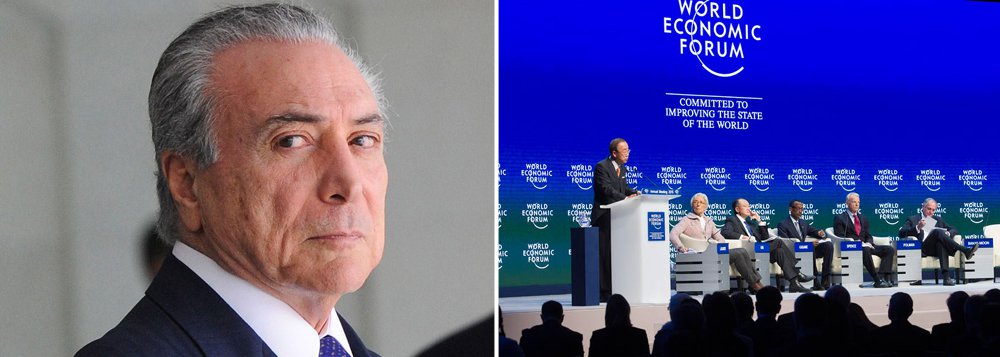 No último dia de reuniões do Fórum Econômico Mundial, em Davos, o Brasil simplesmente foi esquecido; discussões giraram de forma geral em torno das previsões de crescimento do mundo rico, além da China e Índia; já o Brasil, segundo relatório divulgado recentemente pelo Fundo Monetário Internacional (FMI), entre outubro e janeiro a expansão econômica esperada para o Brasil em 2017 foi reduzida de 0,5% para 0,2%; desempenho no segundo semestre de 2016 foi o previsto e pioraram