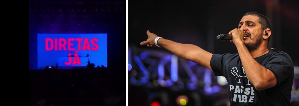 Show do rapper se transformou em protesto na capital federal; assista ao vídeo